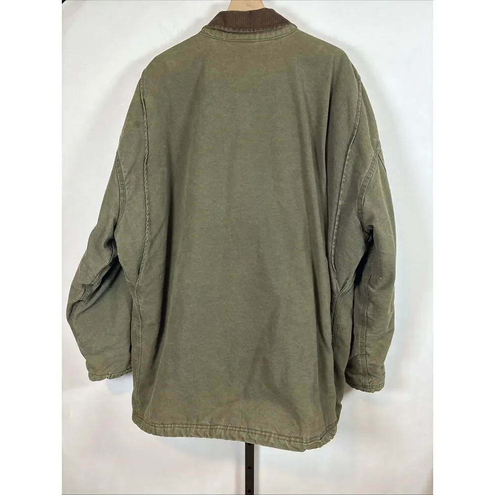 Dickies Duck Canvas Chore Coat Mens 3XL Green VTG Work Jacket Corduroy Collar
